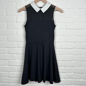 AQUA Black with white collar Skater dress  Size M Wednesday Addams dress EUC